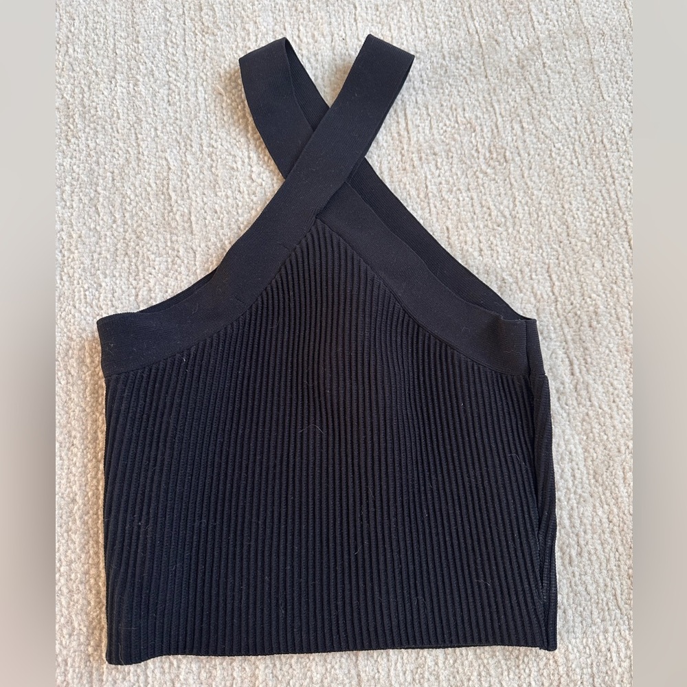 Forever 21 Black Ribbed Crop Tank Top